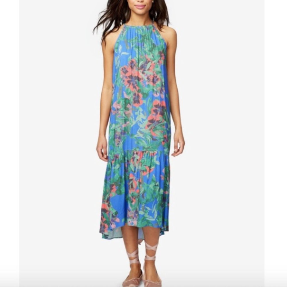 Rachel Roy NWT Blue Floral Maxi Dress High Low XS